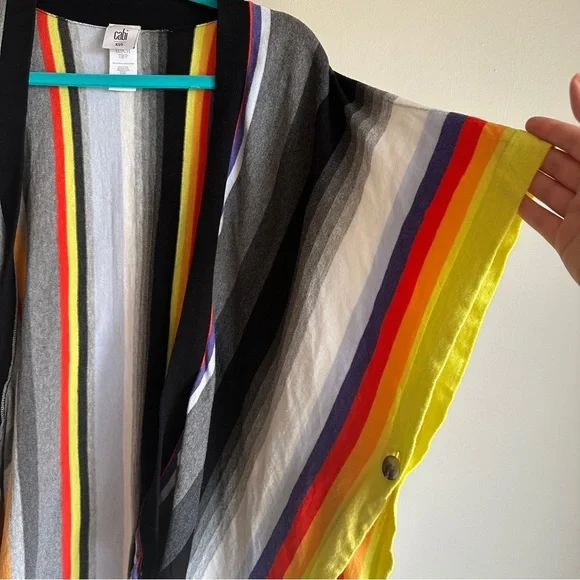 Cabi Striped Colorful Shawl Cardigan Cotton XS/S - Picture 4 of 6